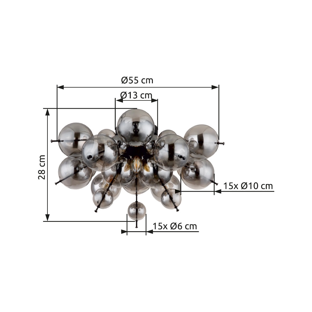 Einzigartige Deckenlampe Udo Rauchglas Globo 9007371449637