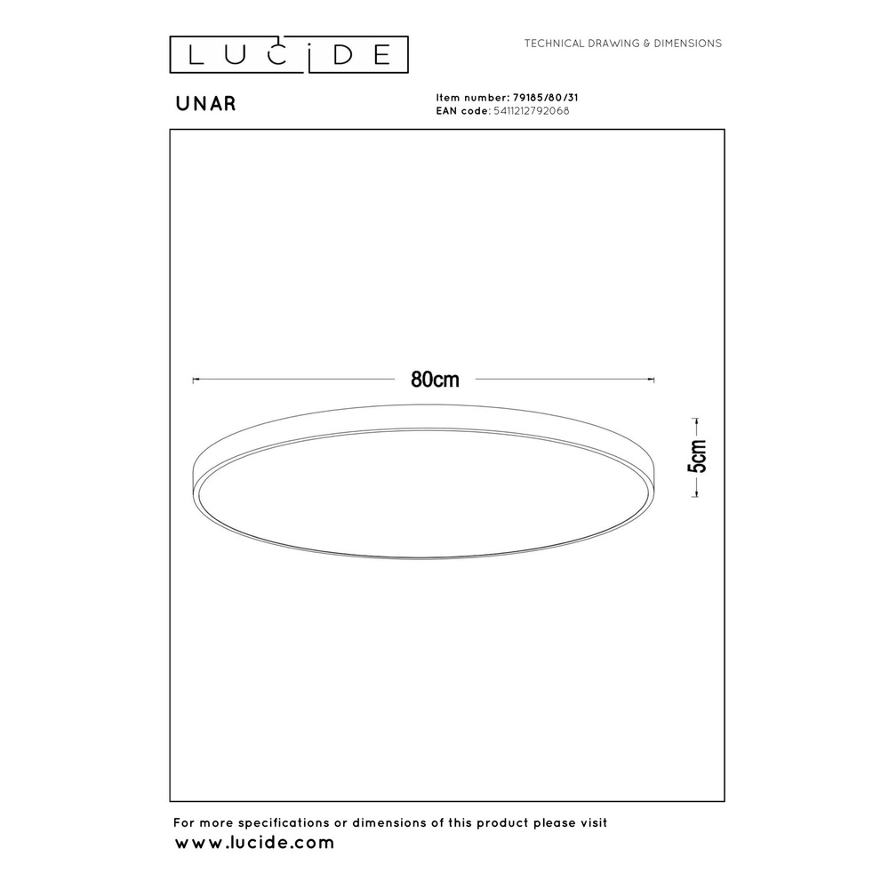 Deckenlicht Unar Ø 80cm - 2700K - weiß Lucide 5411212792068