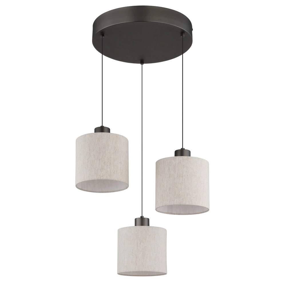 Gunmetal-Pendellampe Thea 3-Leicht-Patrone Globo 9007371586042