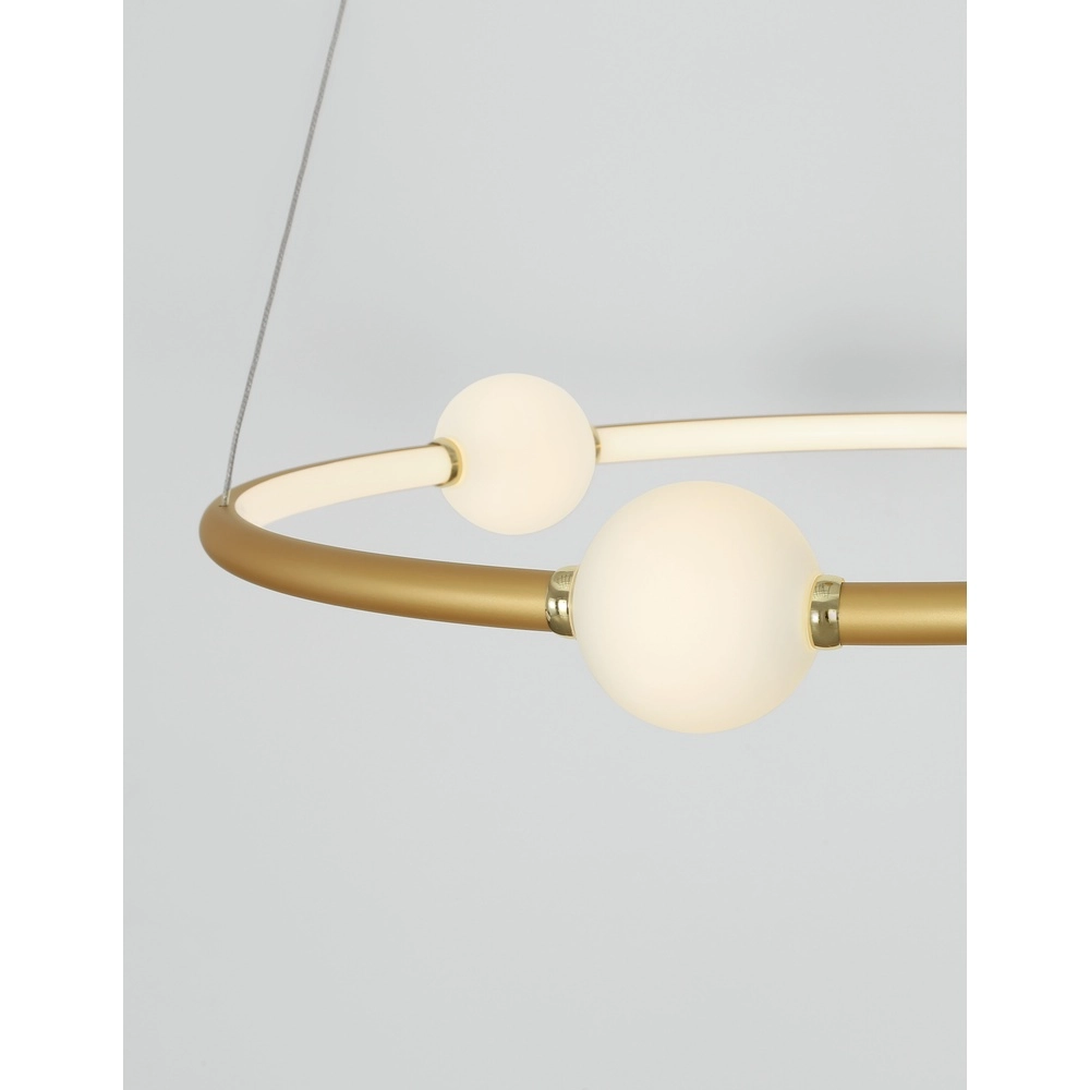 Pendelleuchte Celia Gold mit weißer Runde horizontal Lyora 5212017429322