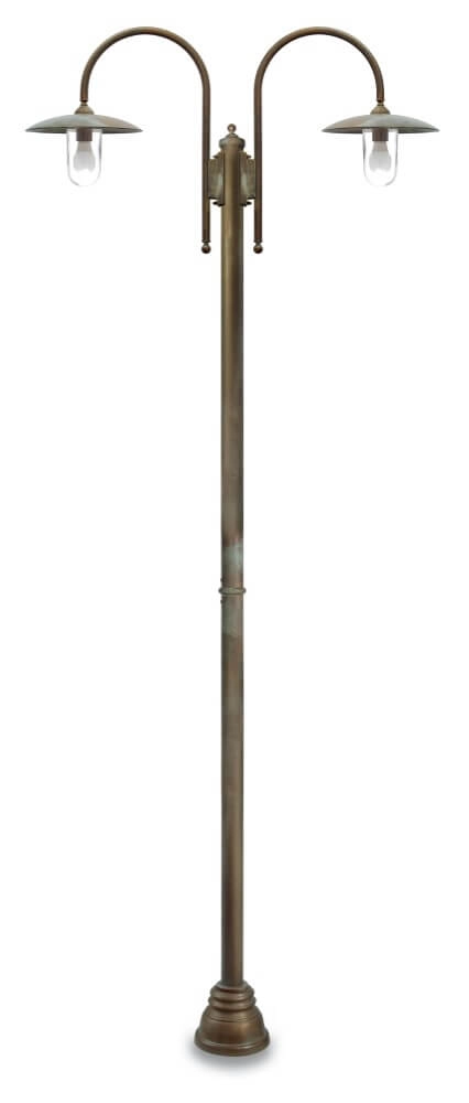 Stehlampe Transimeno L – gealtertes Messing, 2-flammig