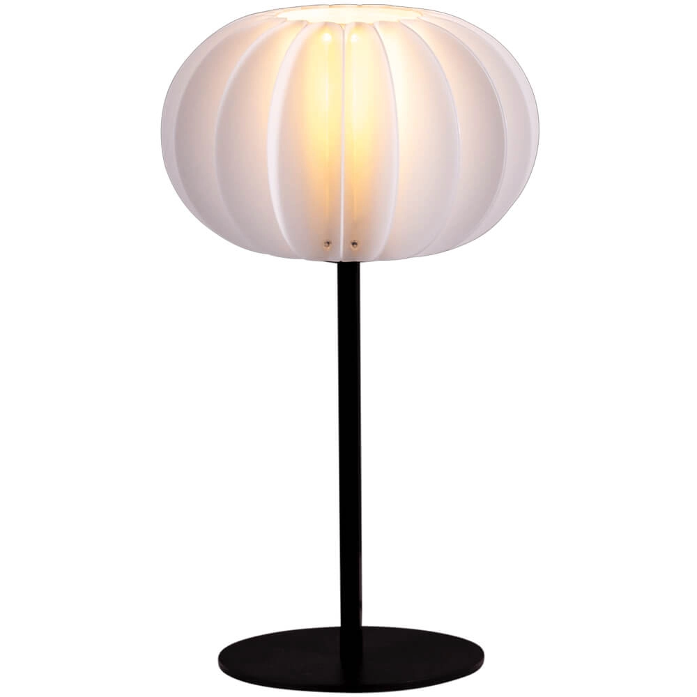 Designer-Tischlampe Arena mit weißer Kapuze