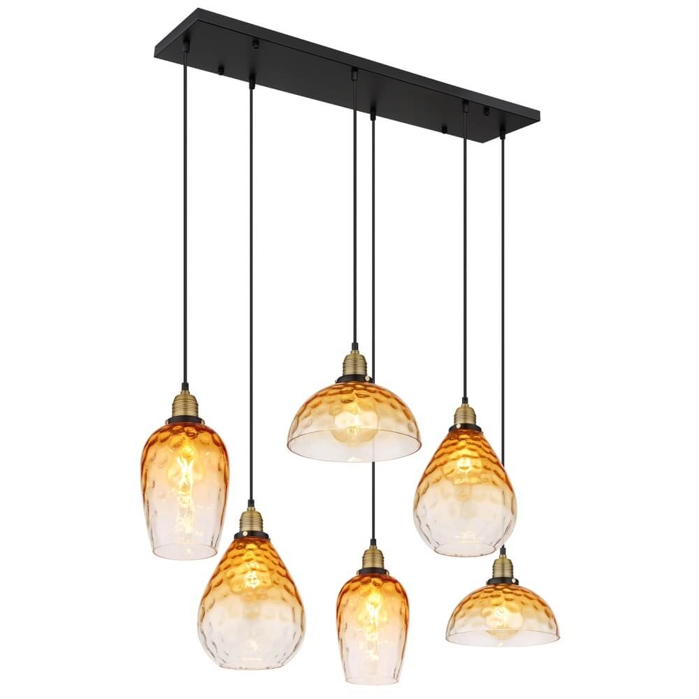6-flammige Pendelleuchte Salvy Braunglas-Wabe Globo 9007371445608
