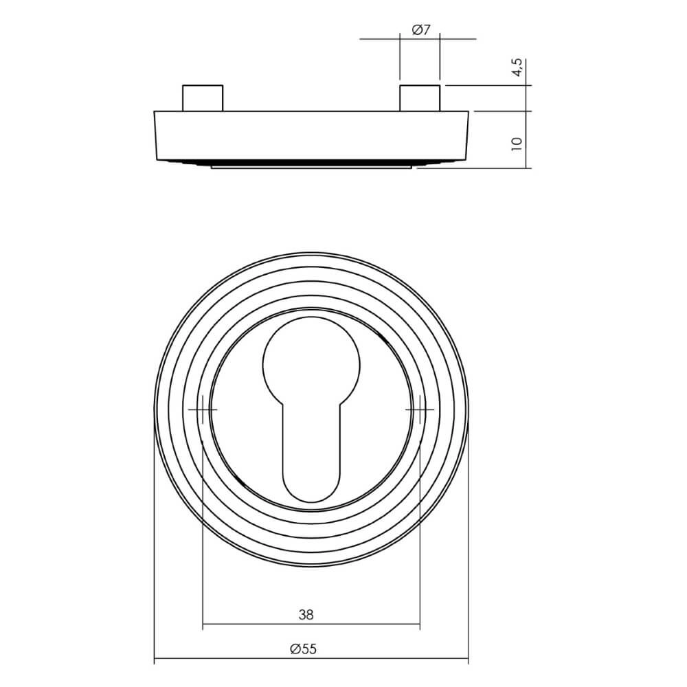 Zylinder-Rosette Tira Rundes Messing Intersteel 8714186579756