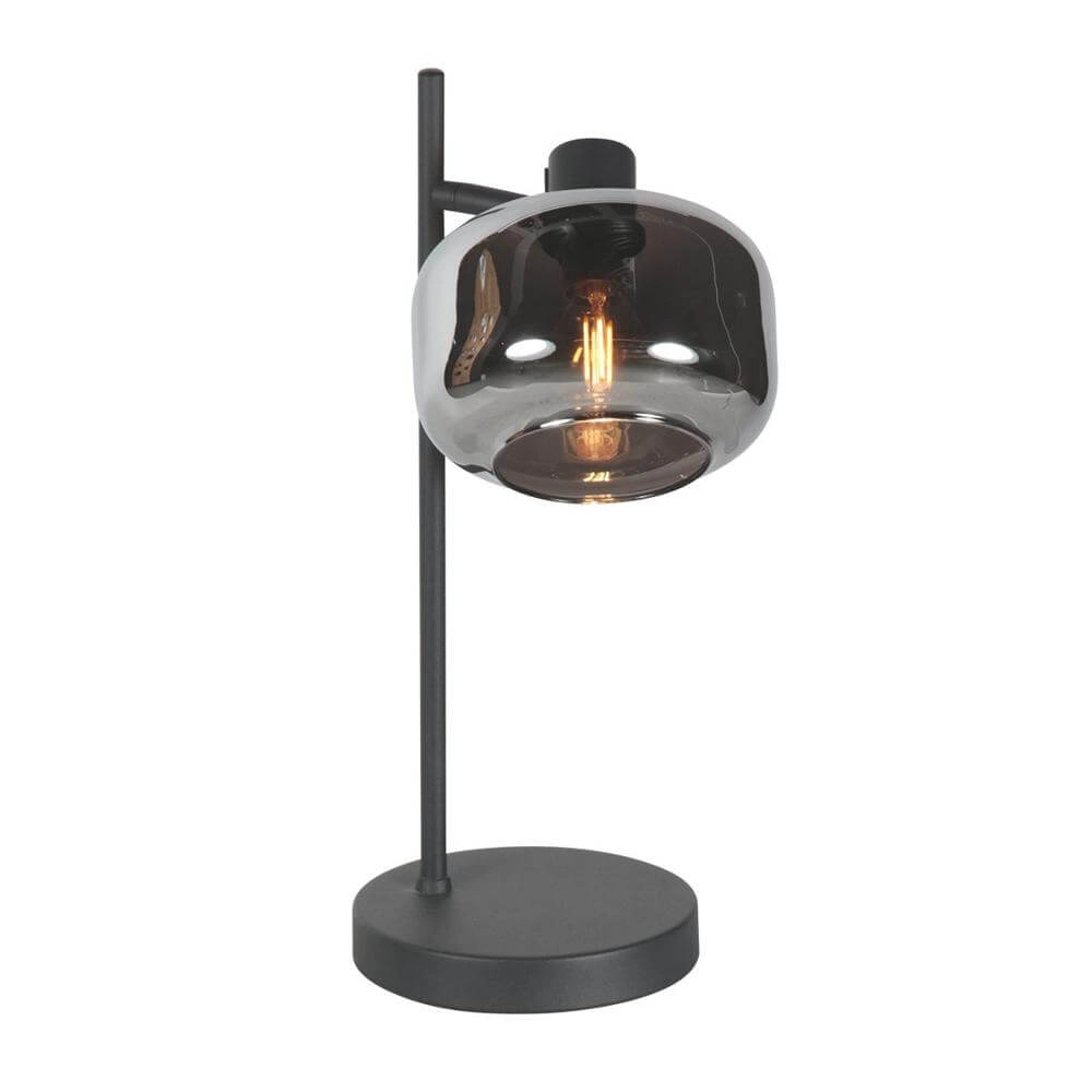 Schwarze Tischleuchte Tenebris mit Rauchglas Steinhauer 8712746178142