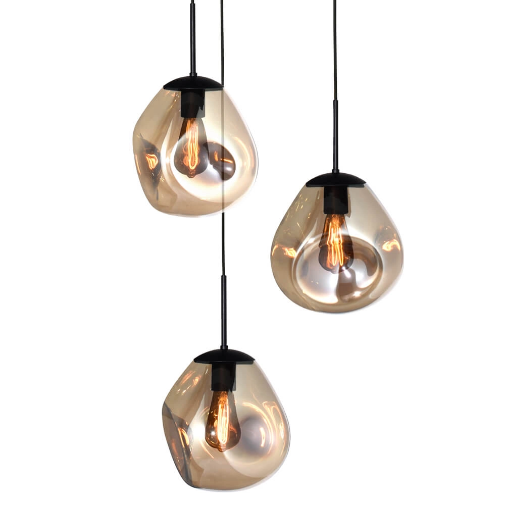 Pendelleuchte Lava 3x Goldglas Ø 24cm Masterlight 8718121286440