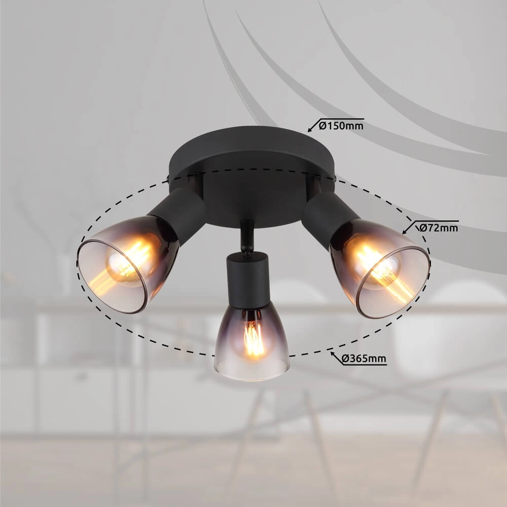Schwarze Deckenleuchte Satella 3-flammig Globo 9007371452927