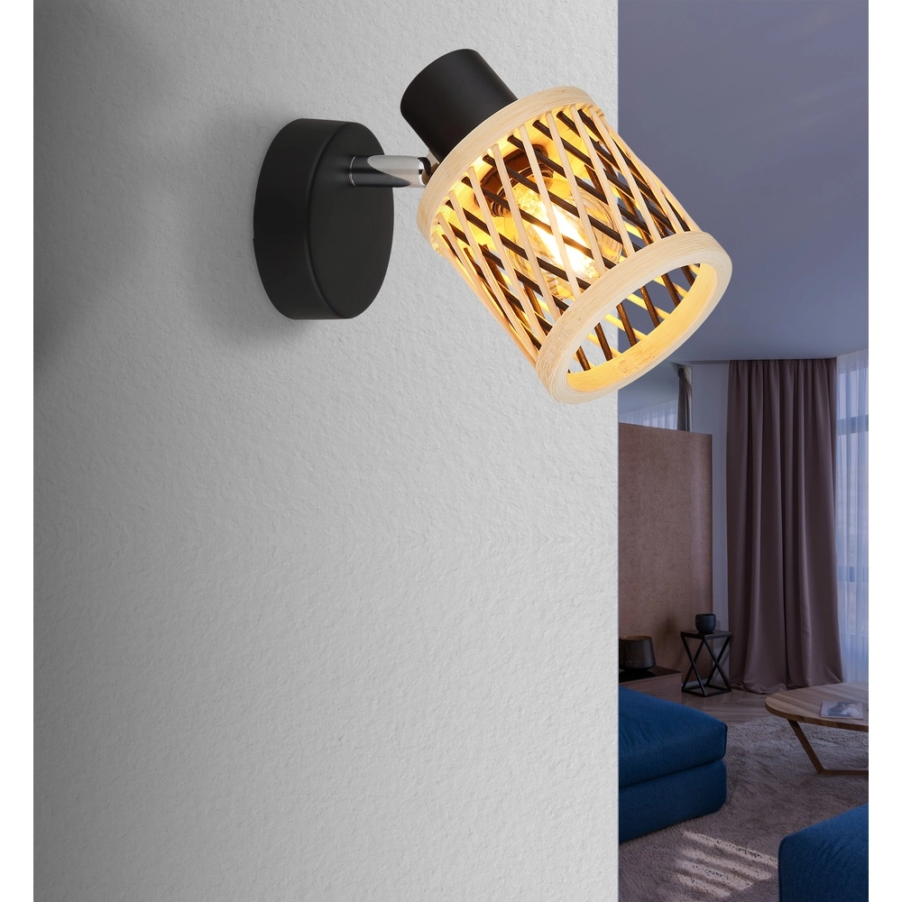 Wandlampe Mali Schwarz mit Kappe Globo 9007371528714