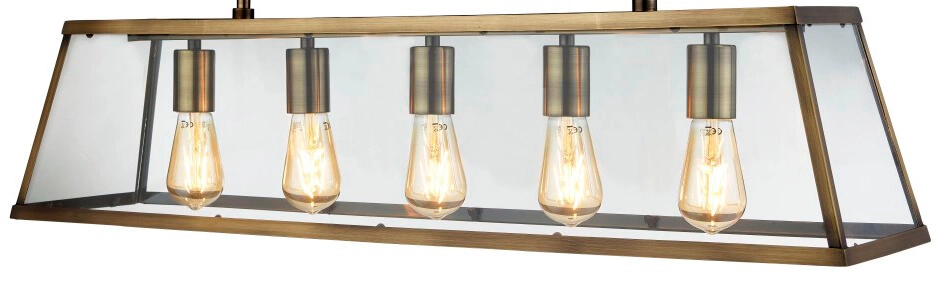 Ländliche Hängelampe Voyager 5-flammige antike Bronze Searchlight 5053423134215
