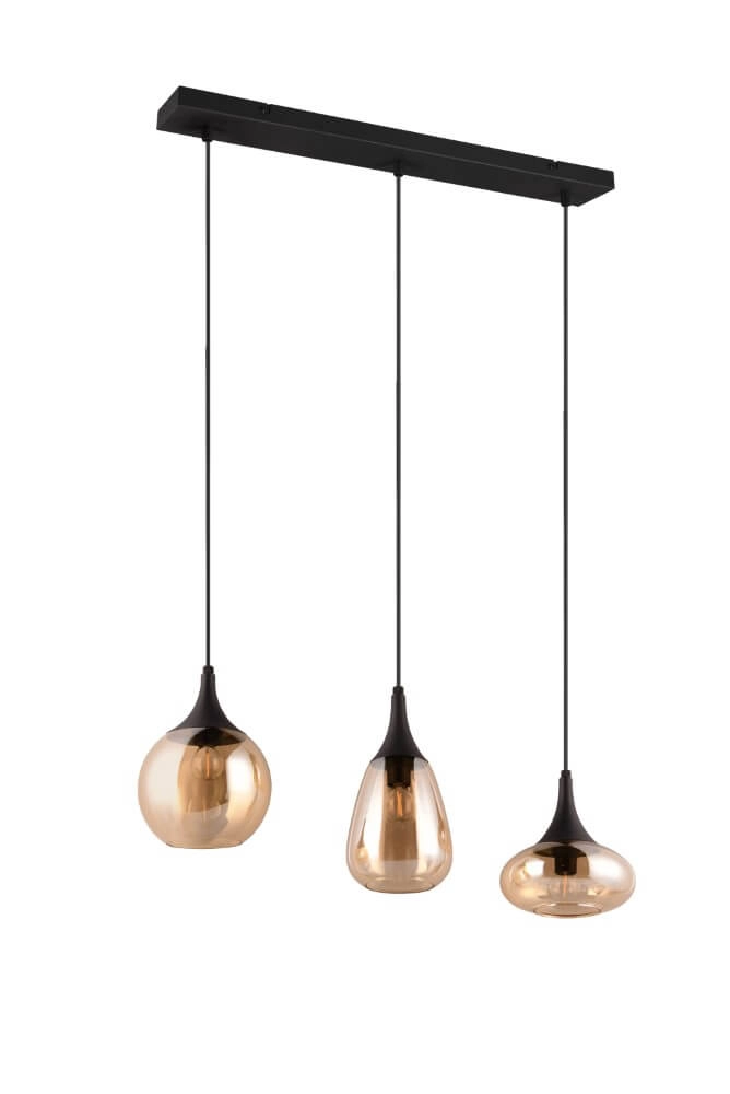 Hängelampe mit 3 Leuchten Lumina mit Braunglas Trio 4017807597080