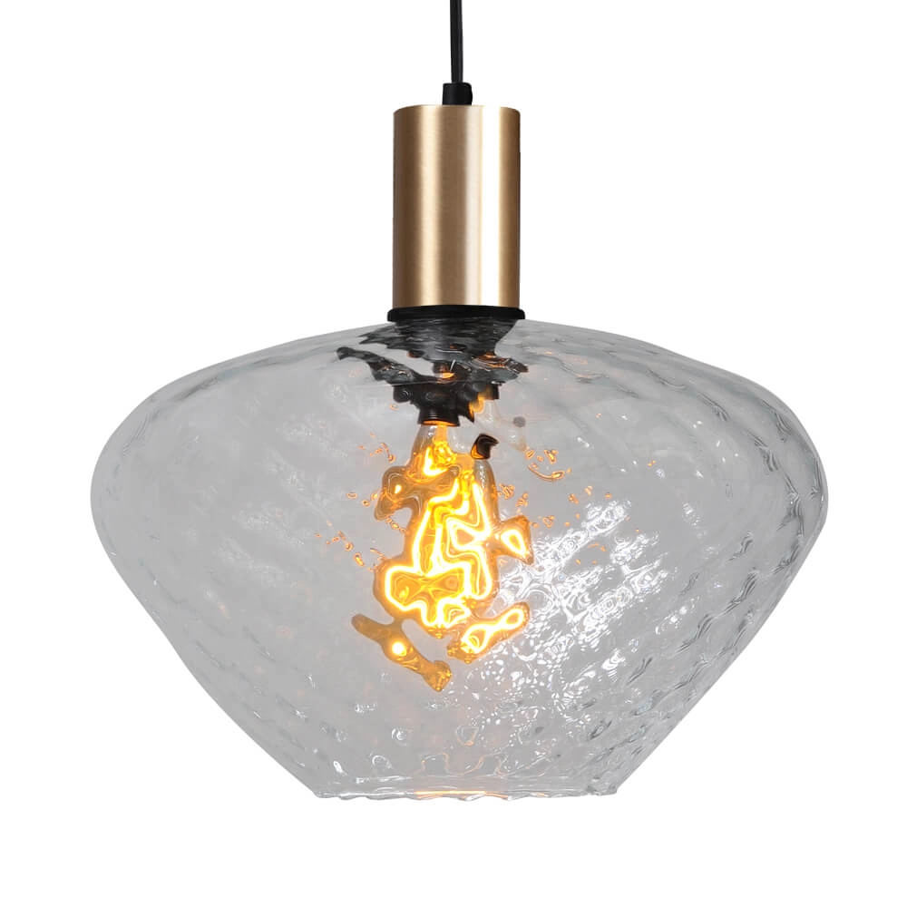 Hängelampe Gold Porto mit Blossom Klarglas - Ø 30cm