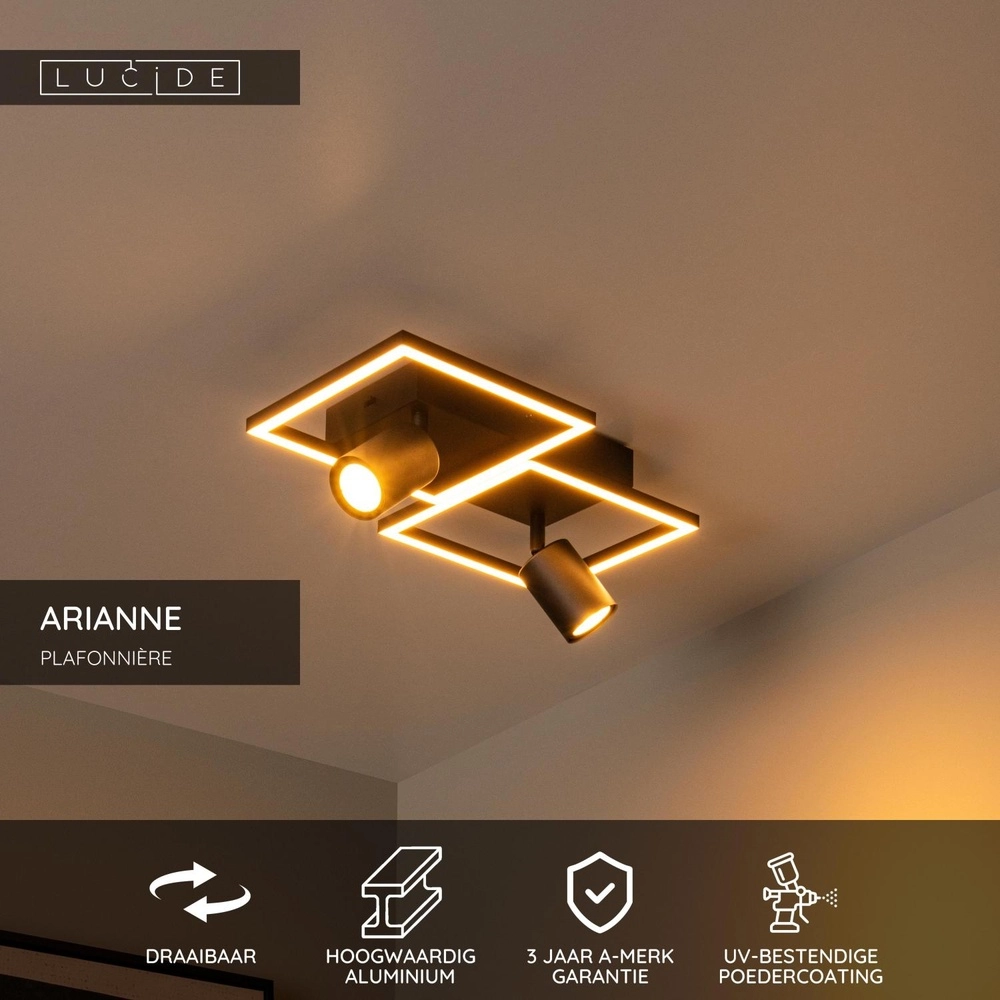 Design-Deckenlampe Arianne LED mit 2x GU10 schwarz Lucide 5411212530882