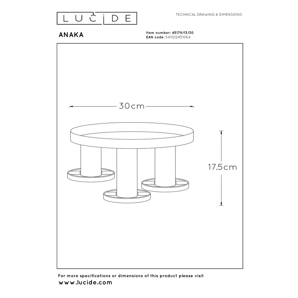 Design-Deckenlampe Anaka 3-Licht Ø 30cm Lucide 5411212451064