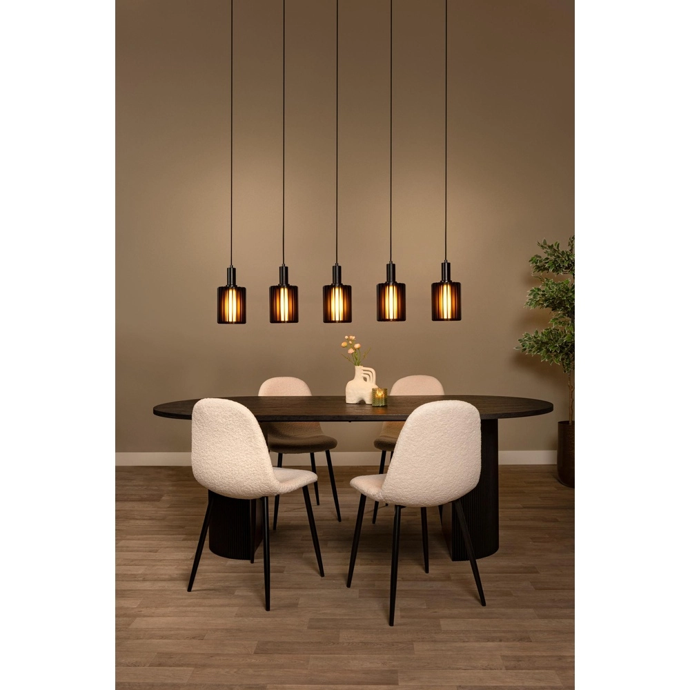 5-Licht Pendellampe Lambres Straight Black Lucide 5411212452962