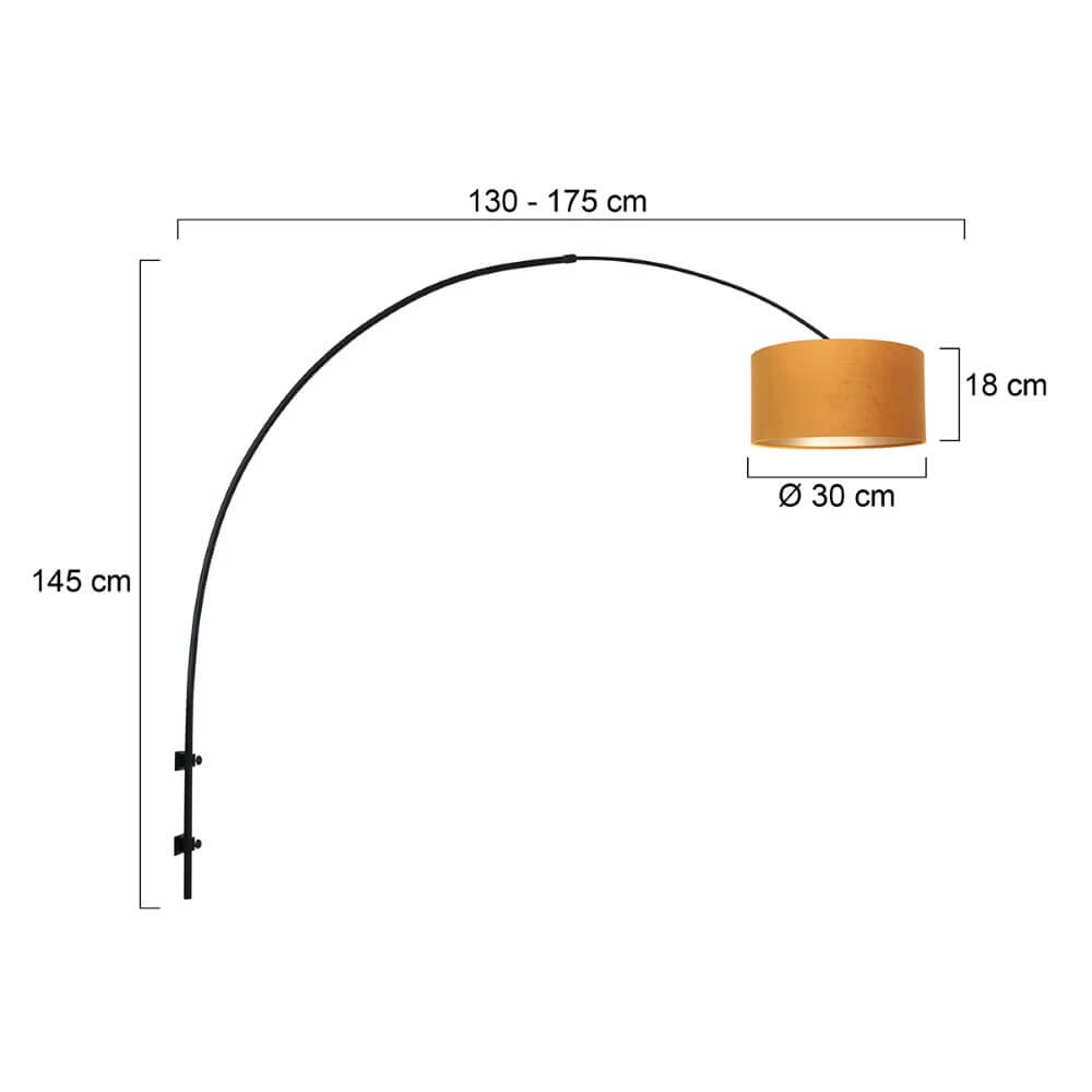 Wandbogenlampe Sparkled schwarz mit gold Steinhauer 8712746146110