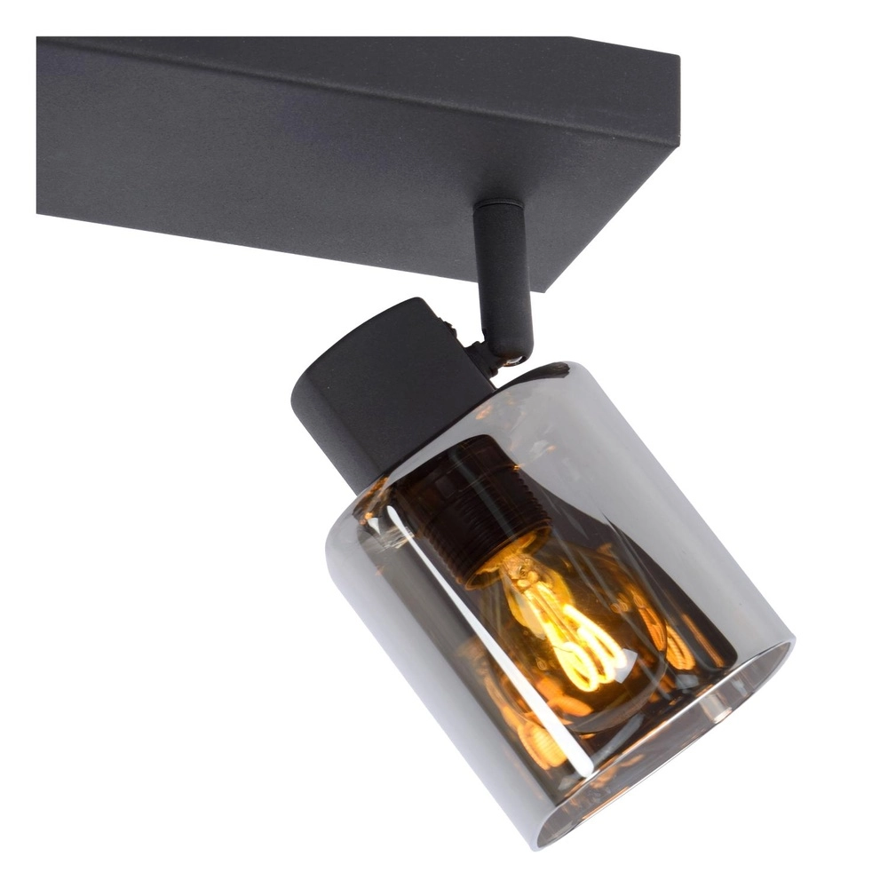 Deckenlampe Alion 2-Licht Schwarz mit Rauchglas Lucide 5411212176998