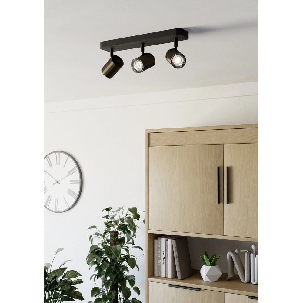 Badezimmerscheinwerfer Consuma 1 3x GU10 – schwarz mit Bronze Eglo 9008606365098
