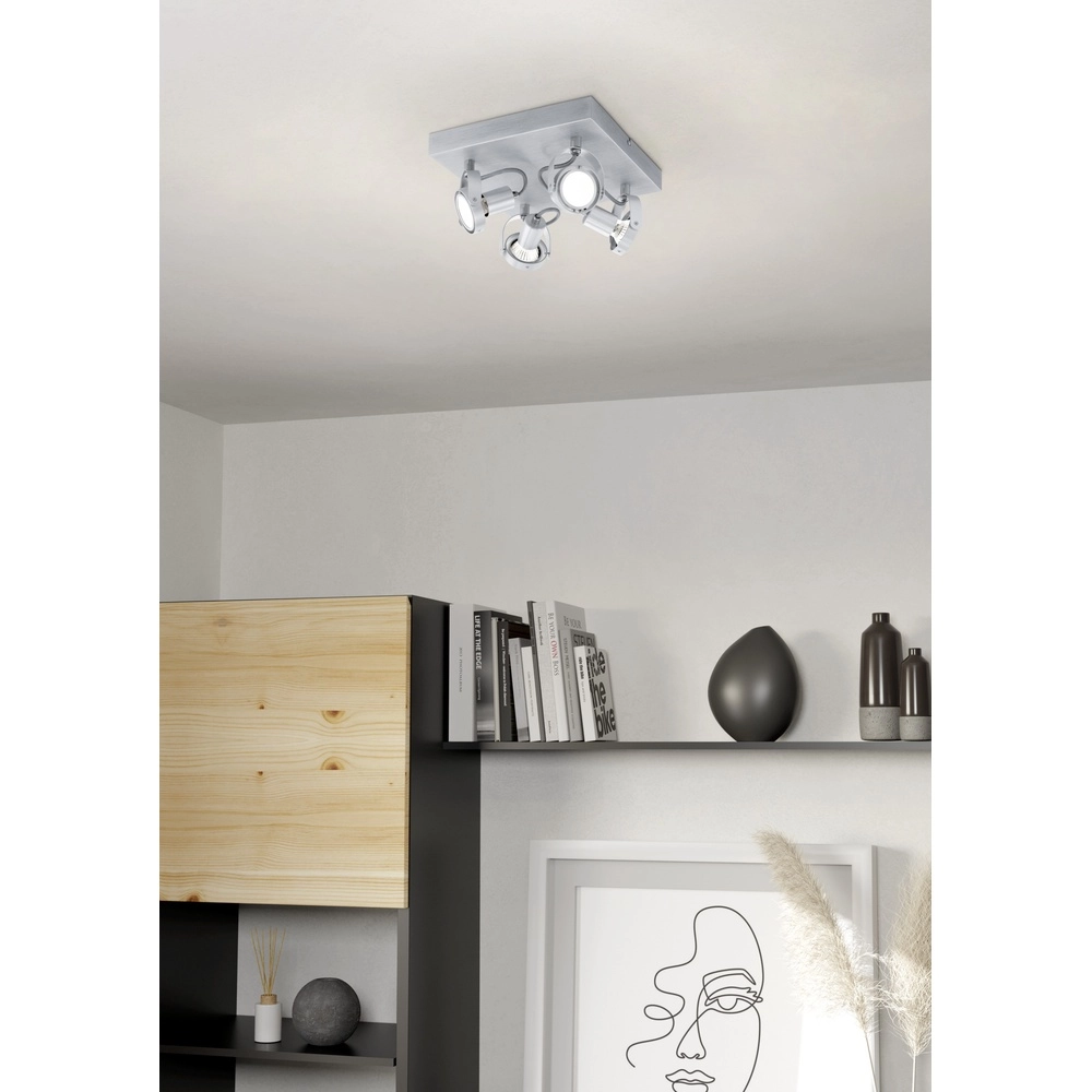 Quadratische Deckenlampe Novorio gebürstetes Metall Eglo 9002759946456