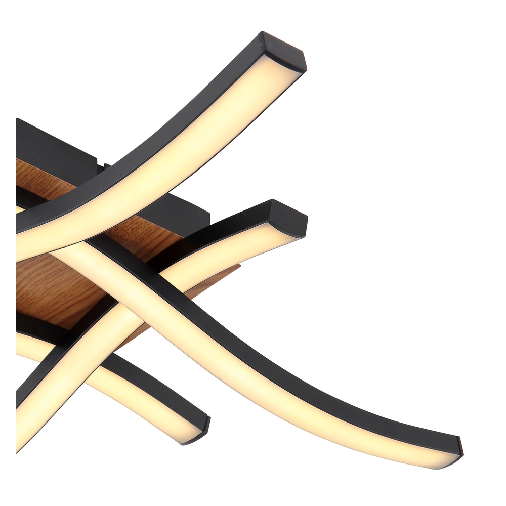 Deckenlampe Evita Schwarz mit Holz Globo 9007371419173