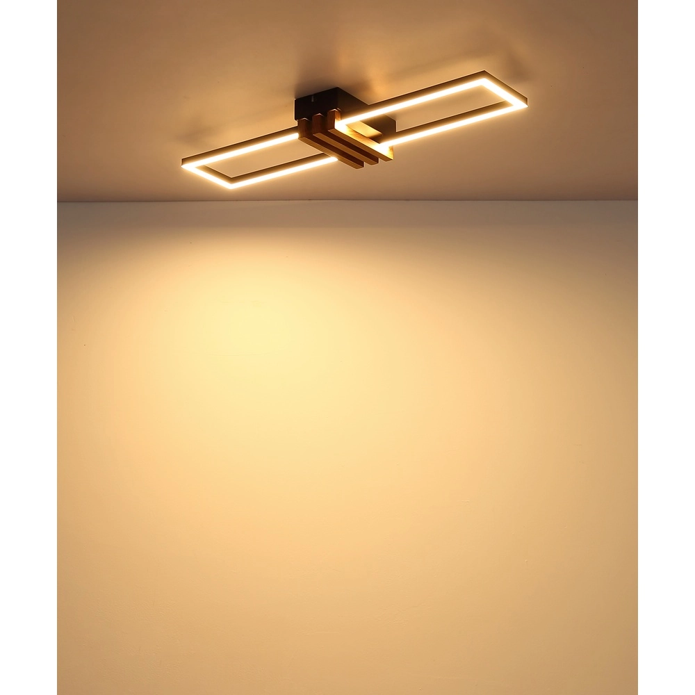 Moderne Deckenlampe Dakari I Schwarz mit Holz 60 cm Globo 9007371522781