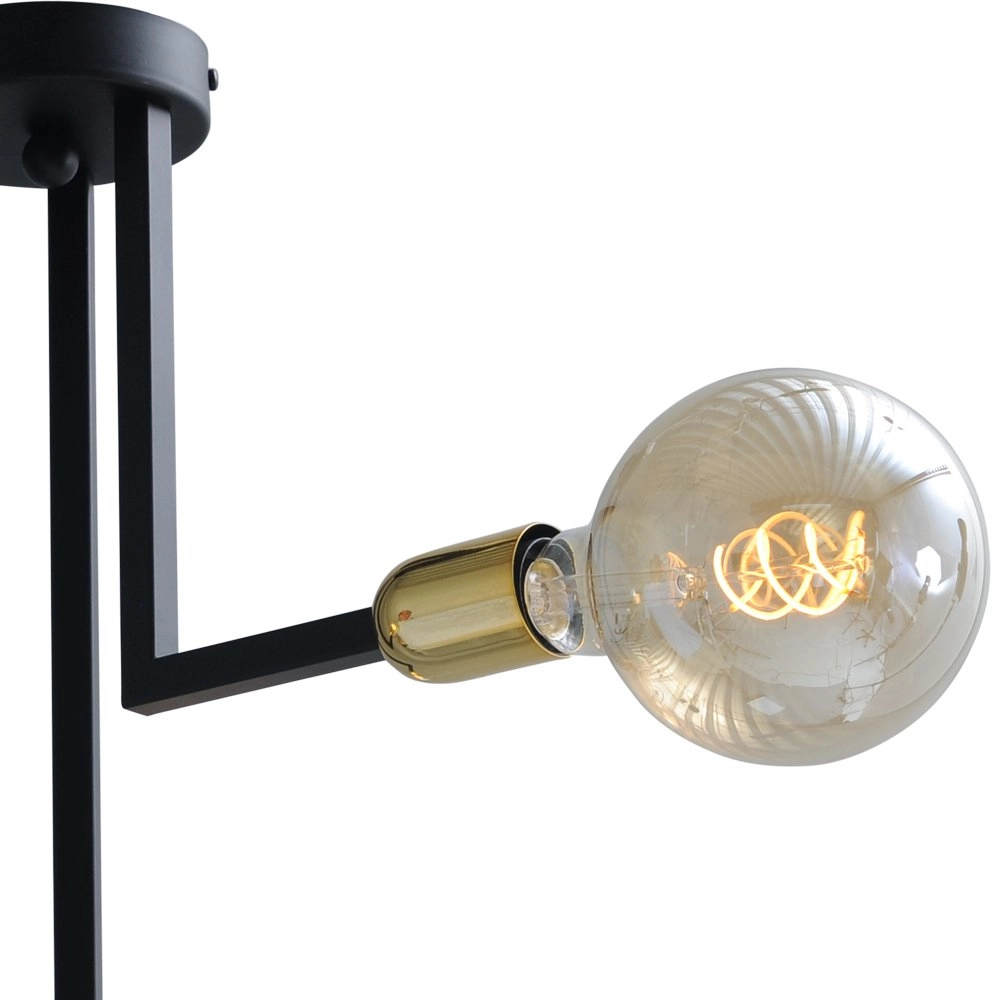 Schwarze Deckenlampe Tube 3-flammig mit goldenen Beschlägen Masterlight 8718121188690