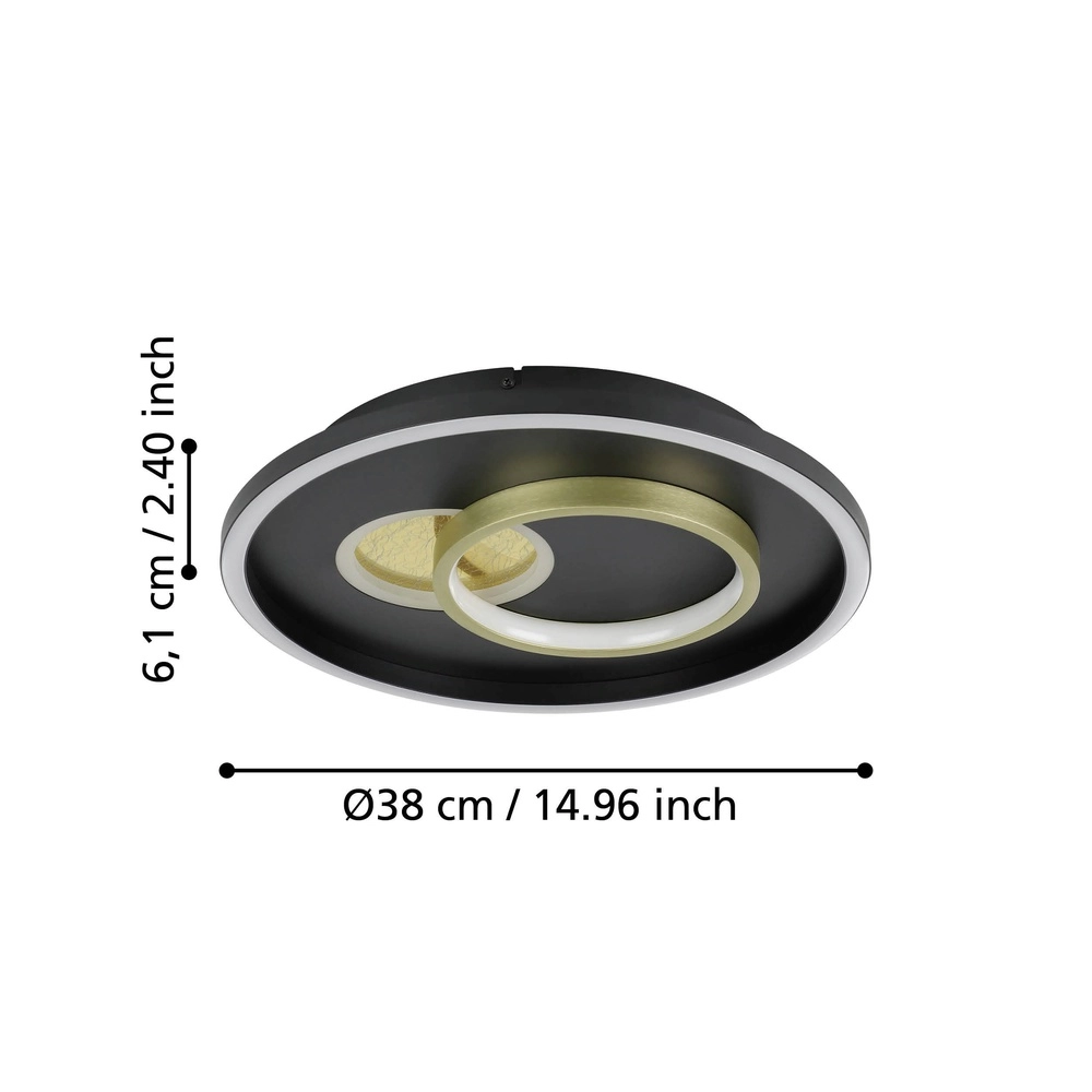 Design-Deckenlampe Tiriolo LED – schwarz mit Gold – Ø 38 cm Eglo 9008606316359