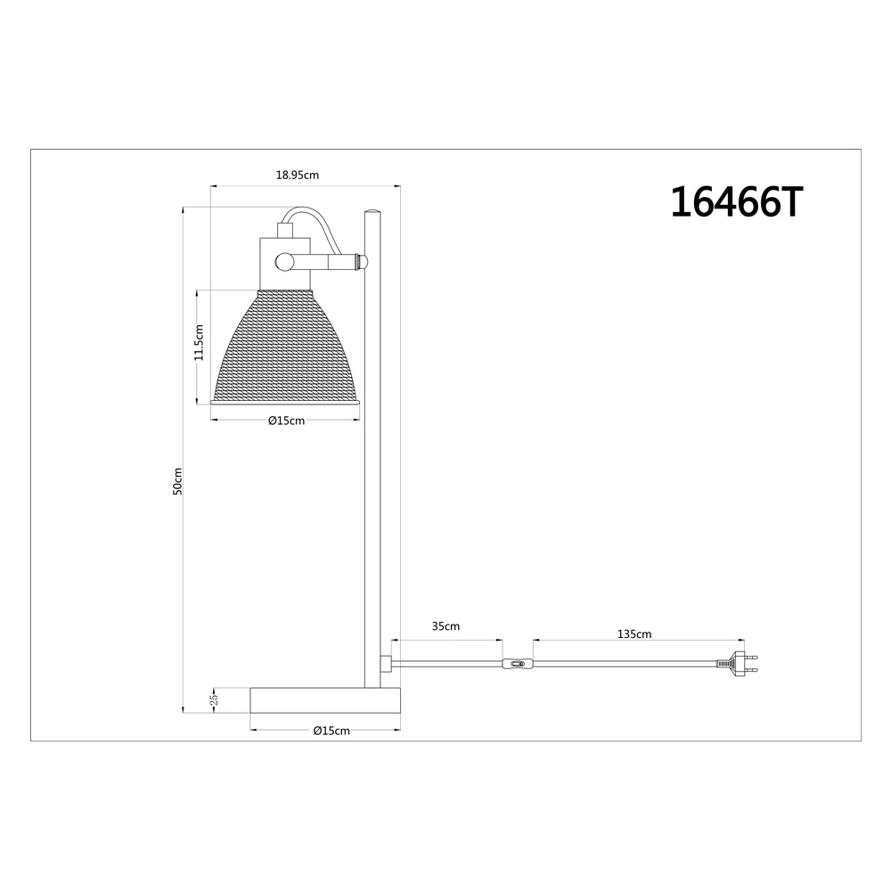 Schreibtischlampe Lyndon Weiß mit Rattan Globo 9007371592746
