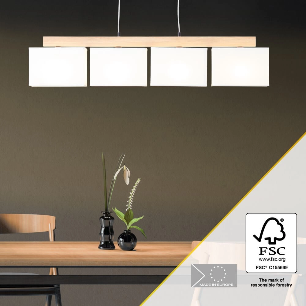 Hängelampe Rayan weiß mit Holz Brilliant 4004353393662