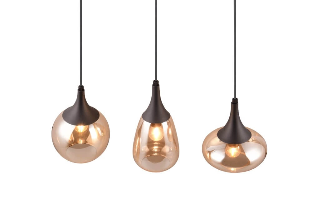 Hängelampe mit 3 Leuchten Lumina mit Braunglas Trio 4017807597080