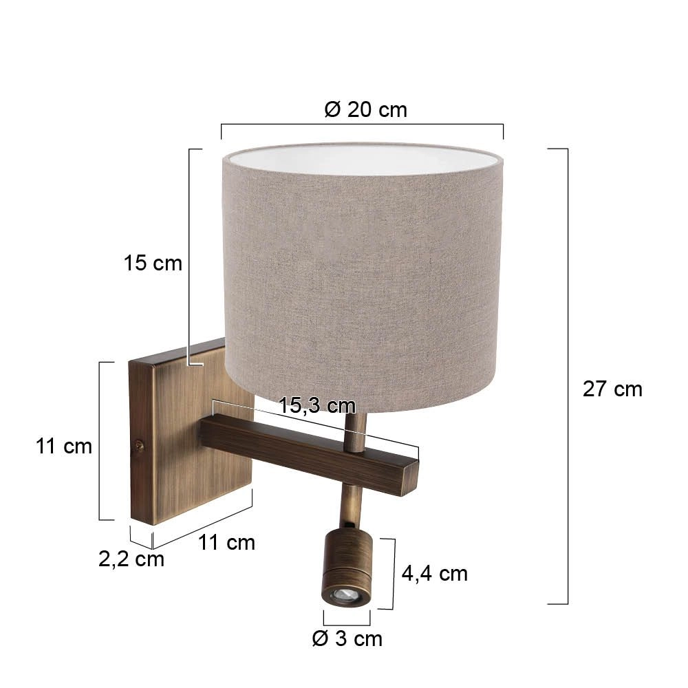Wandlampe Stang mit grauer Kapuze Steinhauer 8712746189667