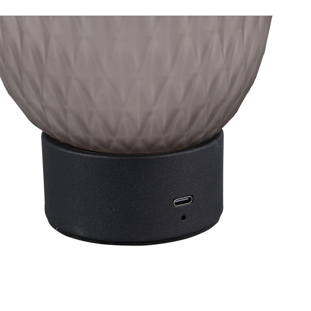 Tischlampe Facette schwarz mit Rauchglas Trio 4017807643589