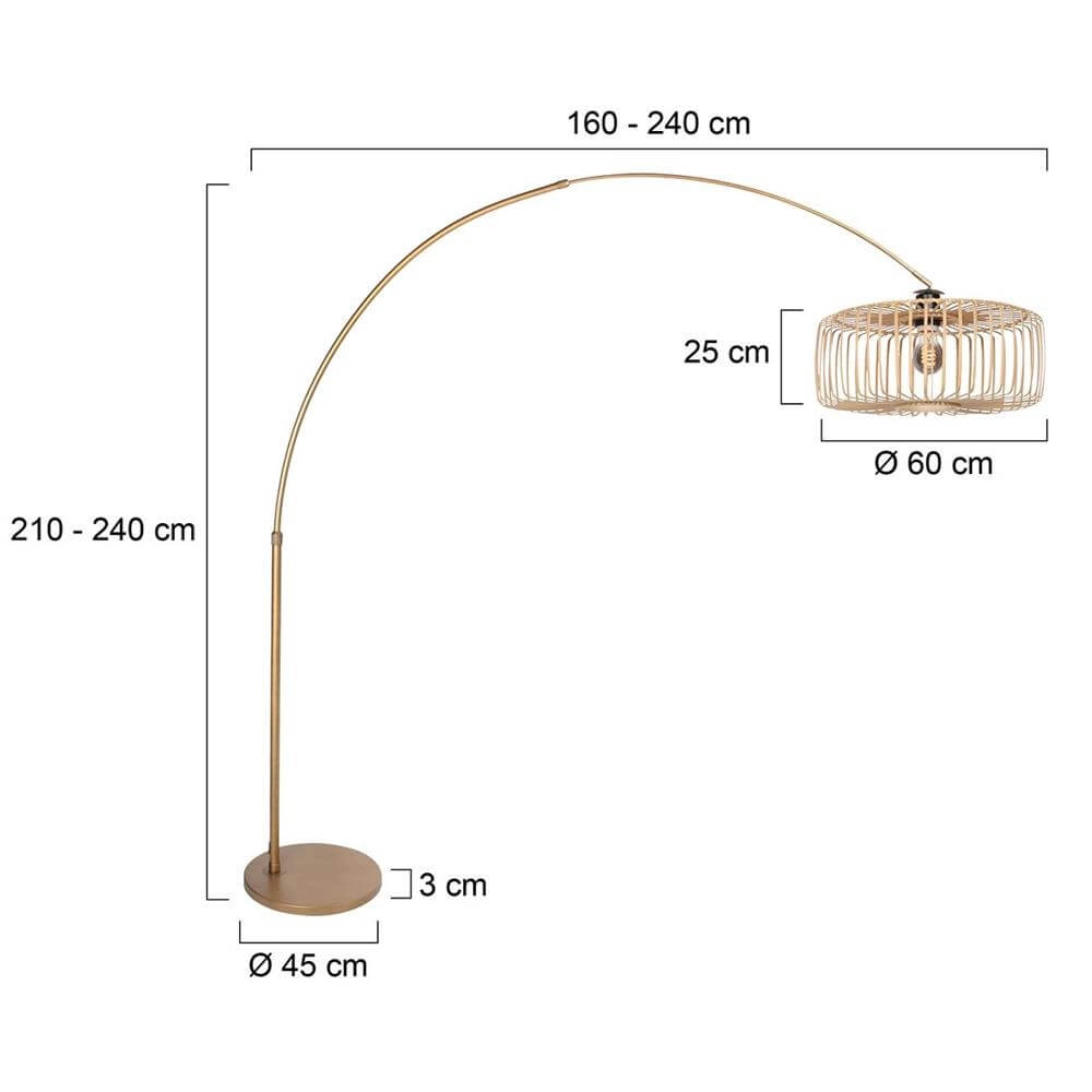 Bogenlampe Sparkled Light Bronze mit Bambus-Schattenleiste Ø 45cm Steinhauer 8712746179910