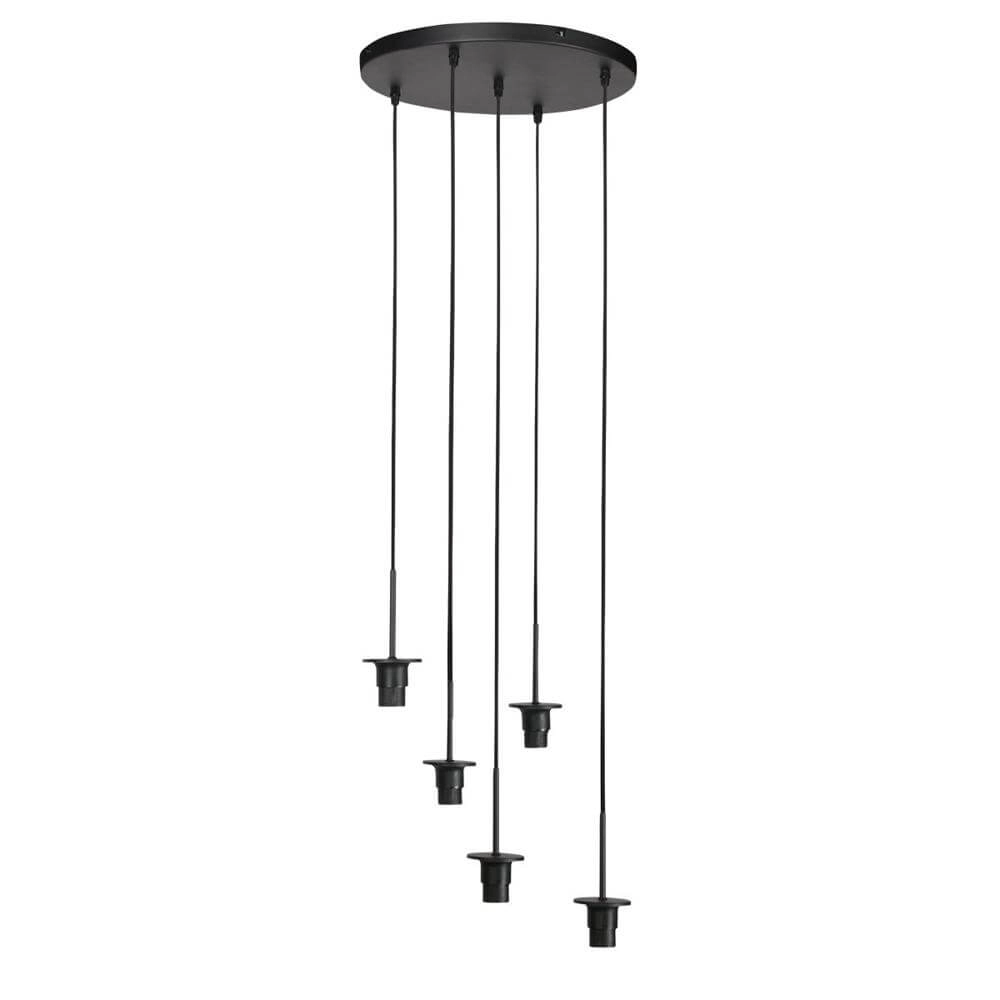5-flammige Pendelleuchte HaloSwap Runde schwarze und cremefarbene Hauben Steinhauer 8712746179644
