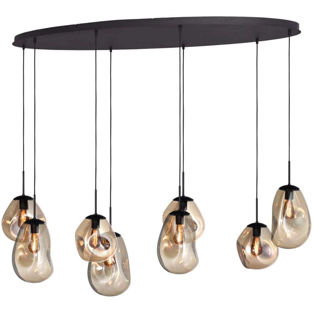 Hängelampe Lava Oval 8x Goldglas