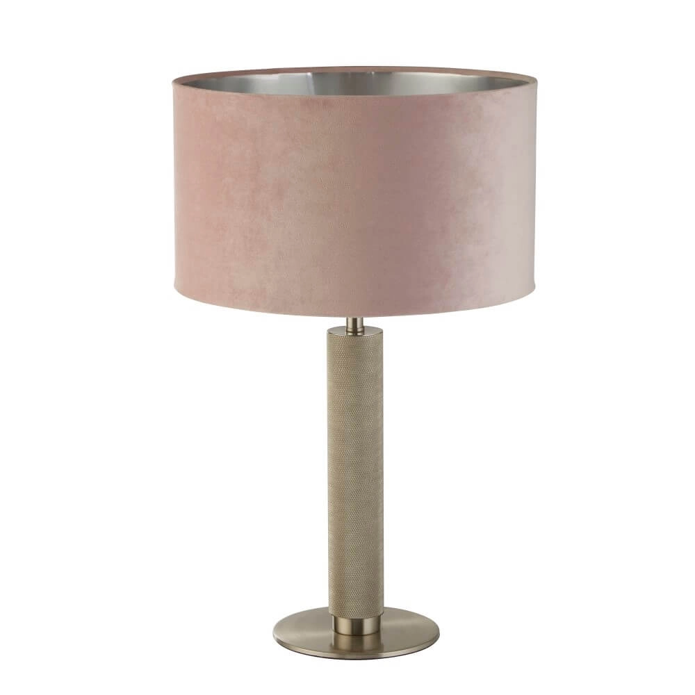 Goldene Tischlampe London mit rosa Kapuze Searchlight 5053423248431