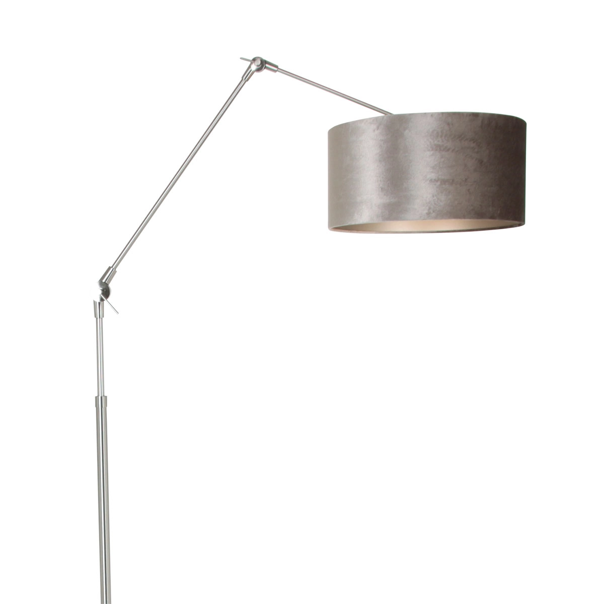 Stehleselampe Prestige Chic Edelstahl mit 40 cm taupefarbenem Samtschirm Steinhauer 8712746145748