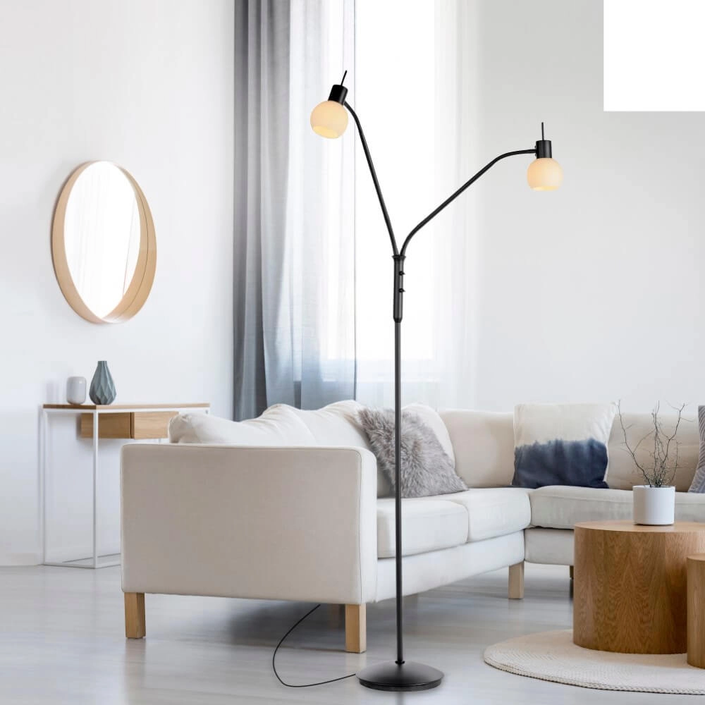 Schwarze Stehlampe Loki 2-flammig Just Light 4043689000837