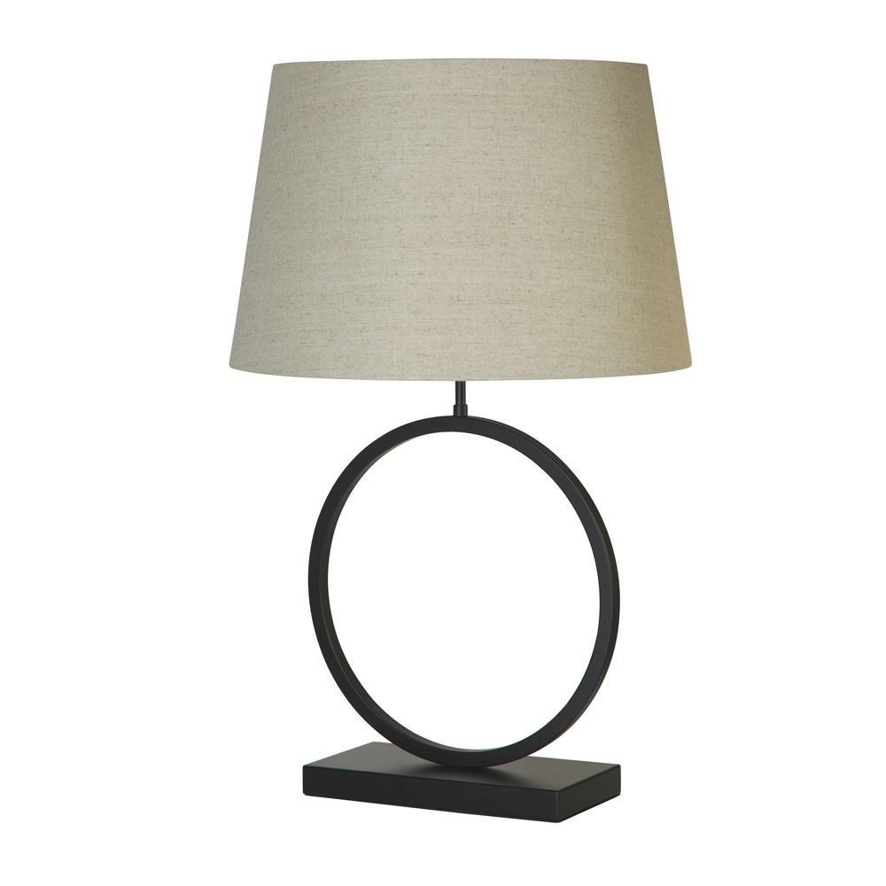 Tischlampe Elegant schwarz mit Cremeton