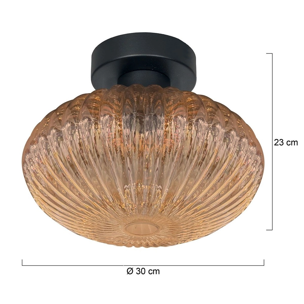 Deckenlampe Bloeba schwarz mit Braunglas Steinhauer 8712746179170