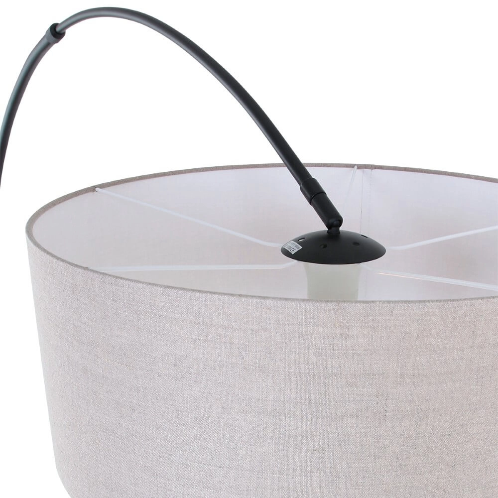 Bogenlampe Gramineus 50 schwarz mit Leinenlampenschirm Steinhauer 8712746118285