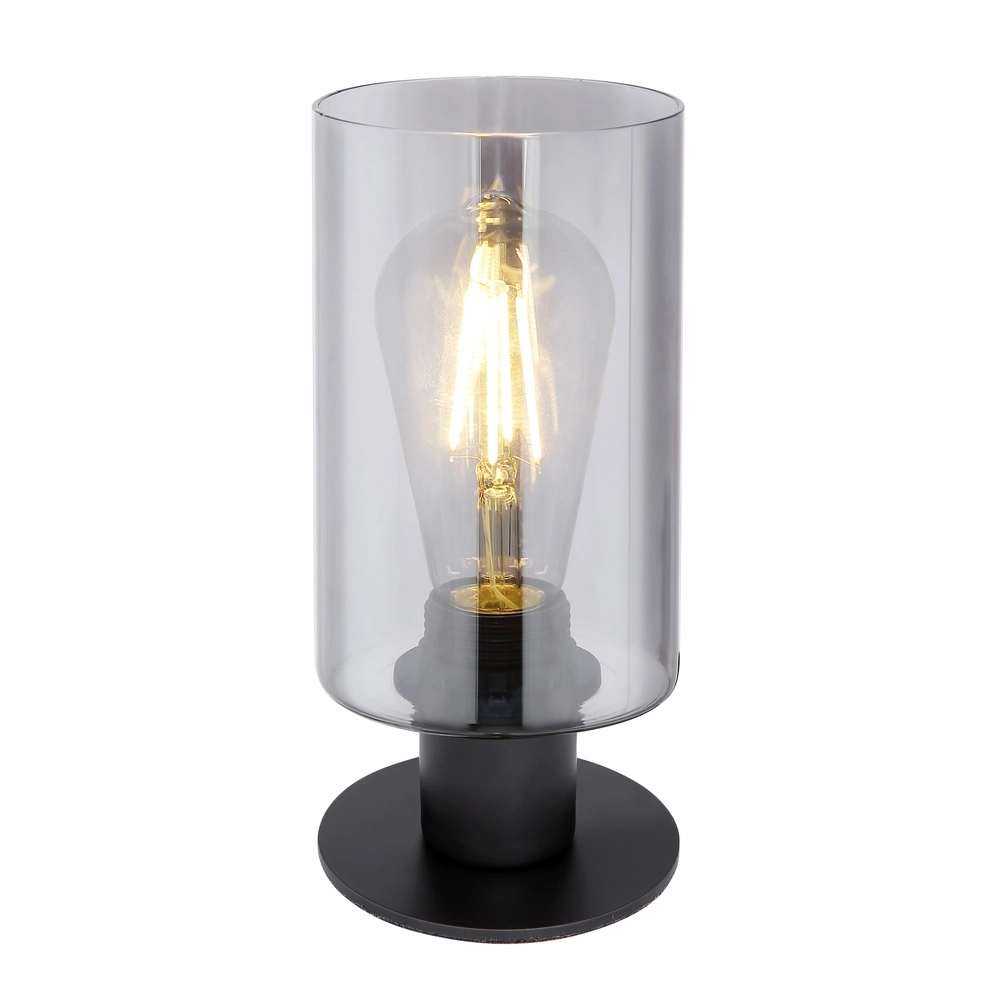 Tischlampe Hadera Schwarz mit Rauchglas