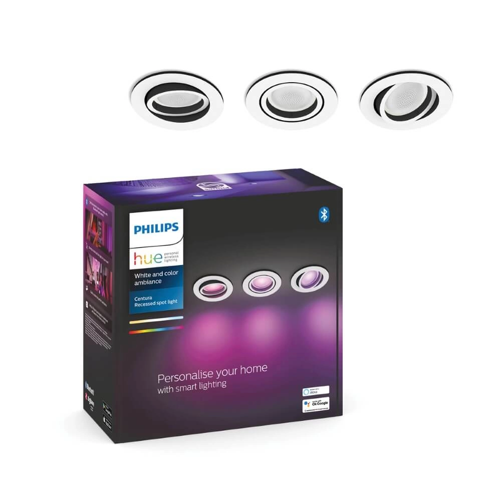 Einbaustrahler Hue Centura - White and Color 3er-Set weiß Philips 8720169319097
