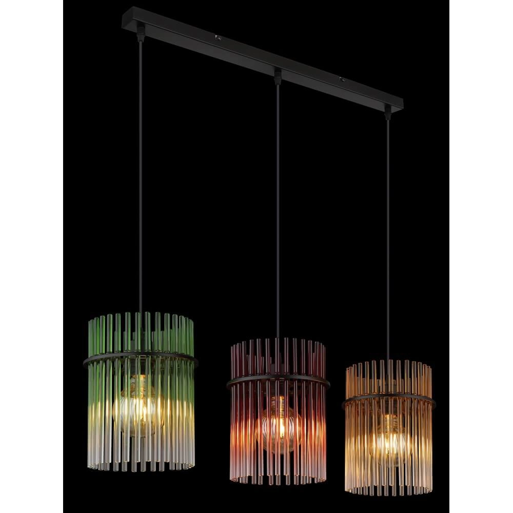 Schwarze Pendelleuchte Gorley Farbiges Glas 3-flammig Globo 9007371481002