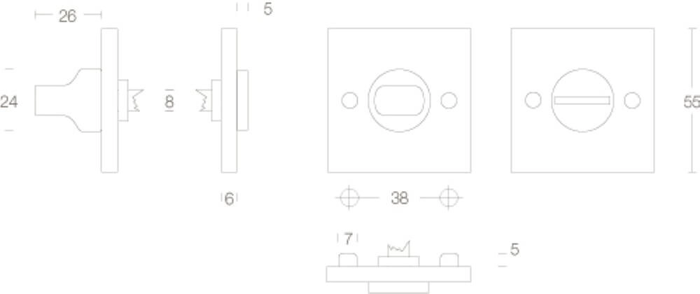 Verschluss der Toilette Tira Schraubenloch quadratisch schwarz Intersteel 8714186122976
