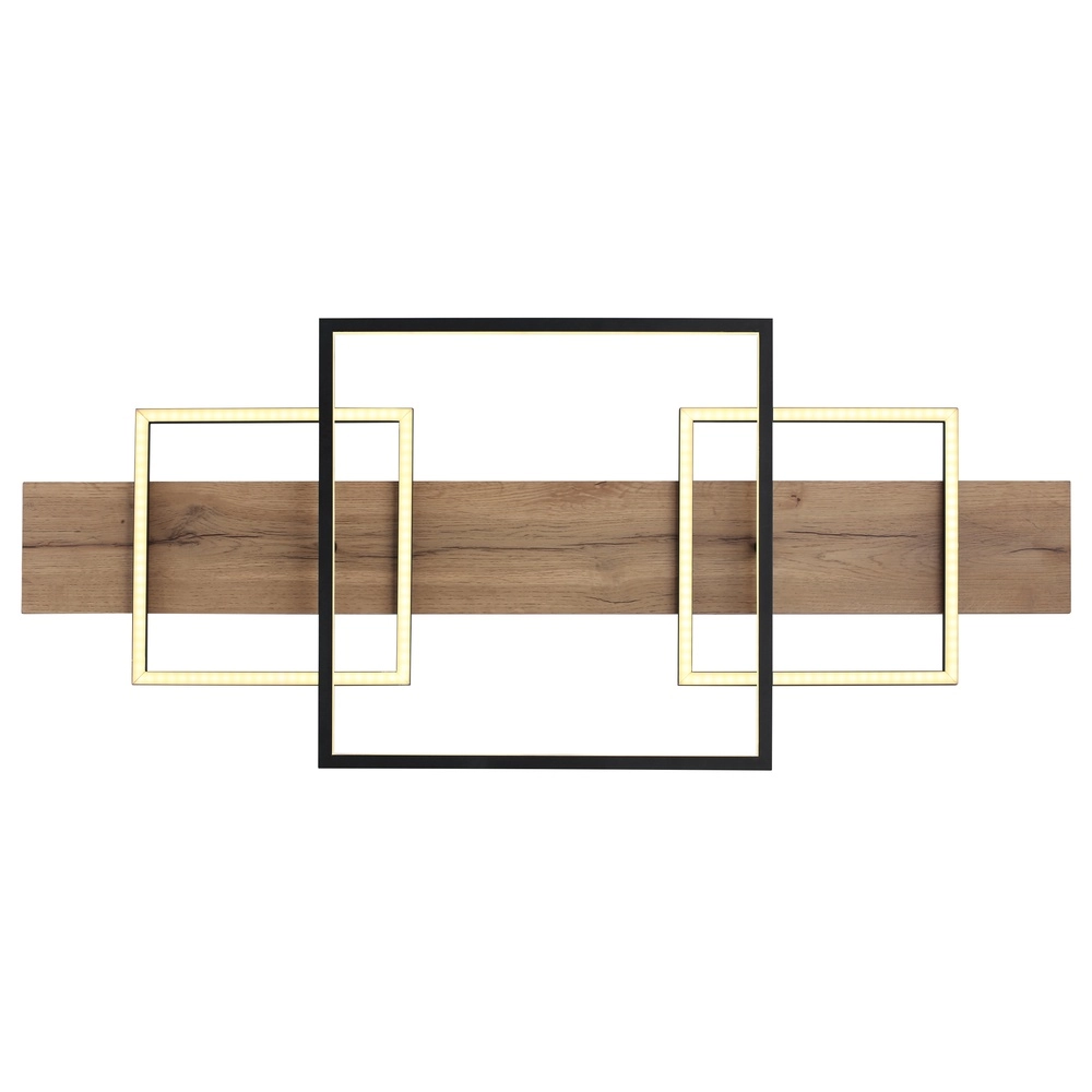 Design-Deckenlampe Vanni Schwarz mit Holz, Look 95 cm Globo 9007371454082