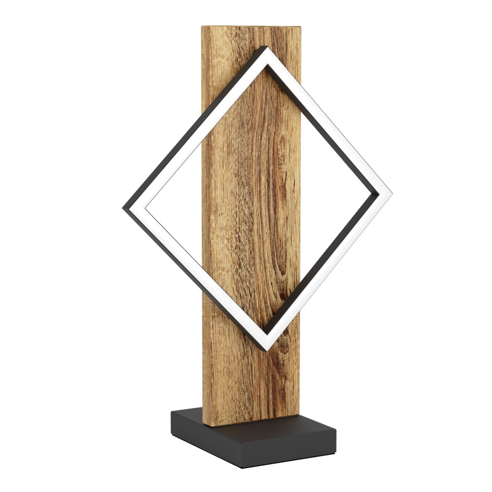 Design-Tischleuchte Boyal schwarz mit dunklem Holz
