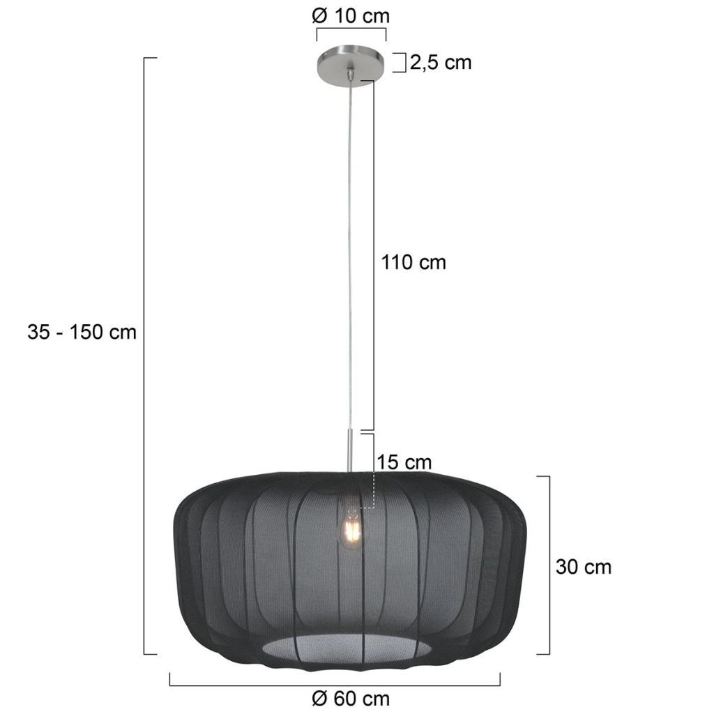 Schwarze Pendellampe Vela Lino Ø60cm Steinhauer 8712746182675