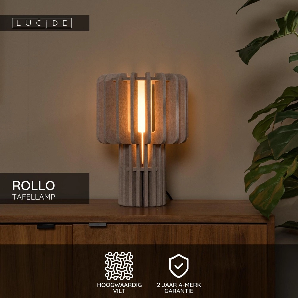 Design-Tischlampe Rollo Sandbraun Lucide 5411212452863