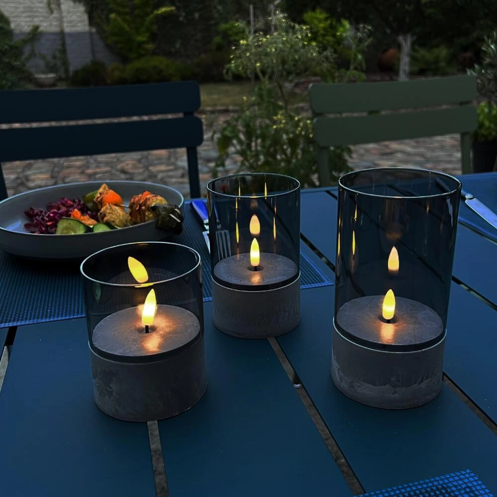 Set mit 3 Tischlampen Bougie Rauchglas Brilliant 4004353428326