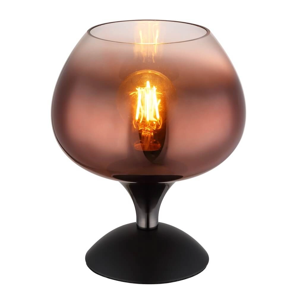 Schwarze Tischleuchte Maxy mit rotem Glas Ø 15cm